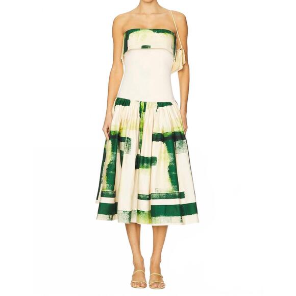 NEW ALEXIS robia dress in green brushstroke